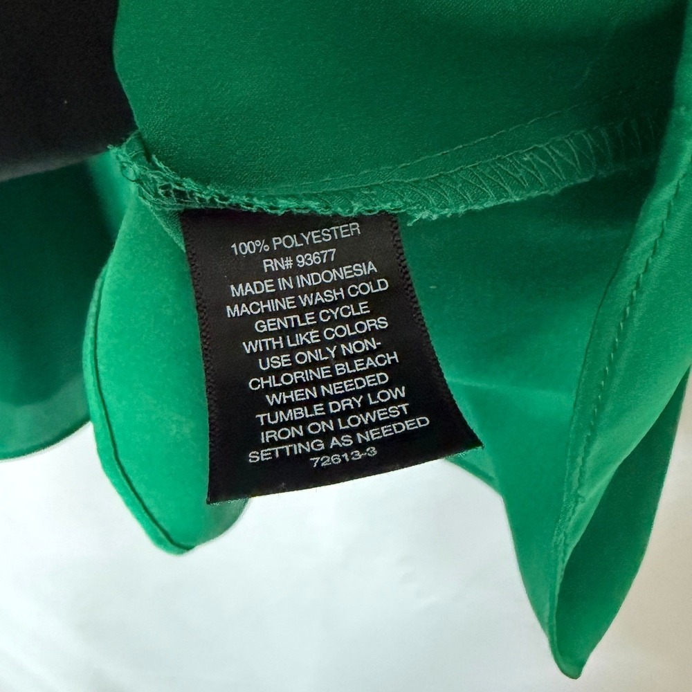 Worthington PXXL Green Blouse Smocked Cuff Ruffle Sleeve Career Elegant - Picture 6 of 7